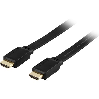 Deltaco HDMI kaapeli, 4K, UltraHD, 1m, litteä, musta